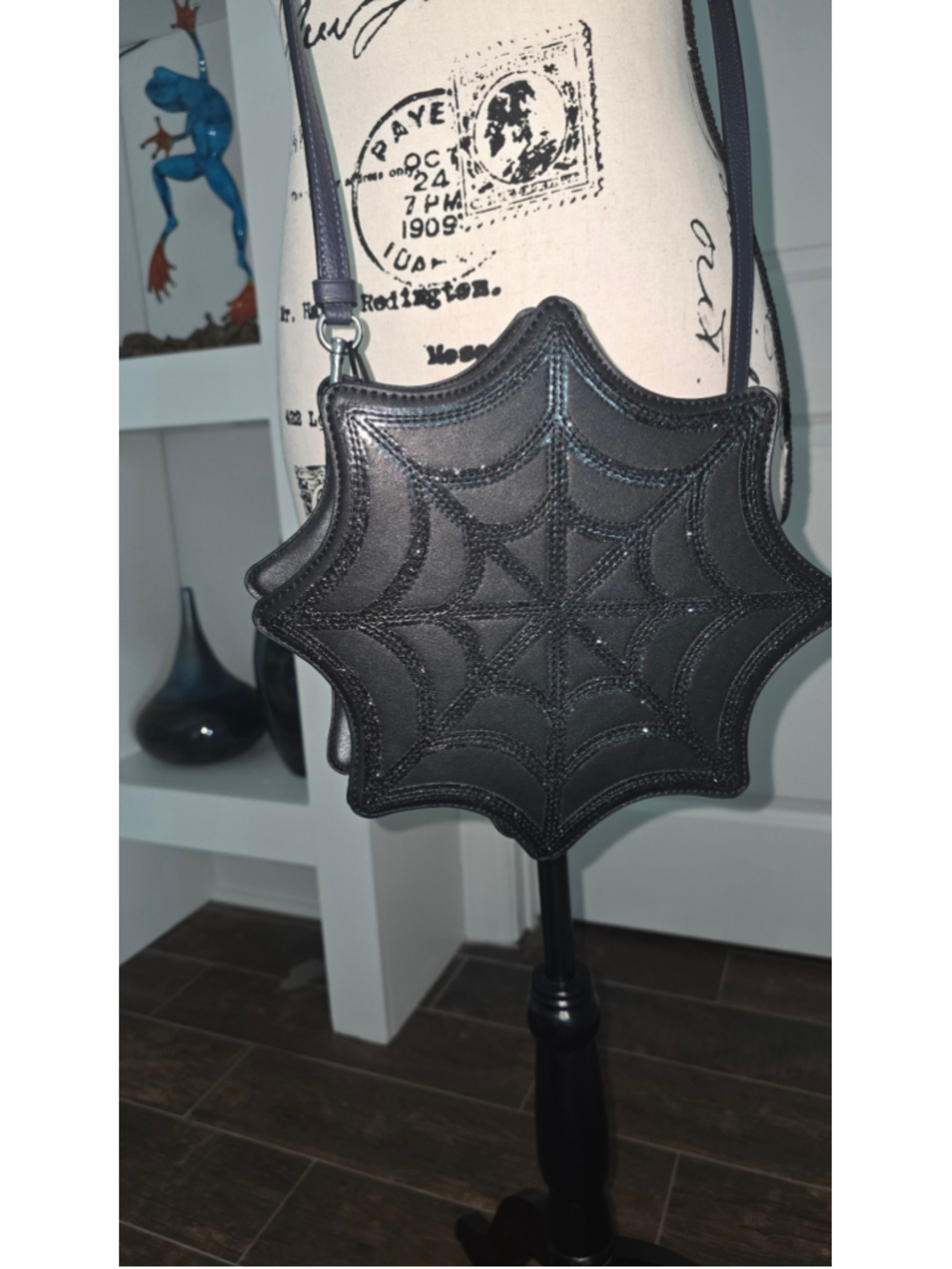 Sourpuss Small Spiderweb Glitter Bag w/ Detachable Strap EUC
